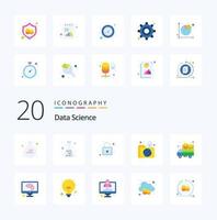 20 Data Science Flat Color icon Pack like big data infrastructure lock global data vector