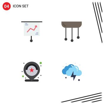 Mobile Interface Flat Icon Set of 4 Pictograms of business light marketing decorations number Editable Vector Design Elements