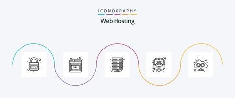 Web Hosting Line 5 Icon Pack Including cloud. web. data. robot database. vpn vector