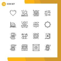 Modern Set of 16 Outlines and symbols such as forward exchange stones arrows trash Editable Vector Design Elements