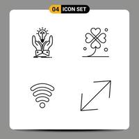 Mobile Interface Line Set of 4 Pictograms of idea lucky share four servics Editable Vector Design Elements