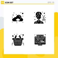 Modern Set of Solid Glyphs and symbols such as cloud shopping barber female store Editable Vector Design Elements