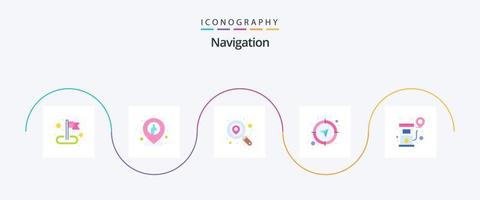 Navigation Flat 5 Icon Pack Including location. gps. location. navigation. compass vector