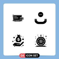 4 iconos creativos, signos y símbolos modernos de pagos, finanzas, tarjetas de crédito, gestión de teléfonos, elementos de diseño vectorial editables vector