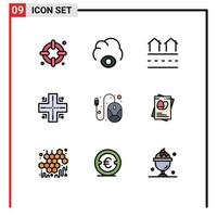 Set of 9 Modern UI Icons Symbols Signs for hardware line housing computer location Editable Vector Design Elements