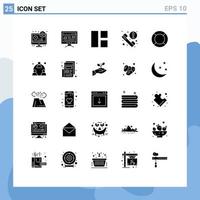 Pictogram Set of 25 Simple Solid Glyphs of essential news collage information call Editable Vector Design Elements