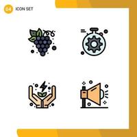 User Interface Pack of 4 Basic Filledline Flat Colors of diet power organic setting business Editable Vector Design Elements