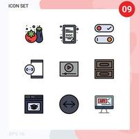 Set of 9 Modern UI Icons Symbols Signs for marketing play toggle video development Editable Vector Design Elements
