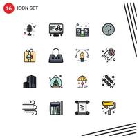 Set of 16 Modern UI Icons Symbols Signs for birthday gift hardware mark help Editable Creative Vector Design Elements