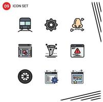 conjunto de 9 iconos de interfaz de usuario modernos signos de símbolos para la presentación del navegador elementos de diseño de vectores editables de contaminación de diseño de aire