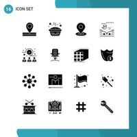 Modern Set of 16 Solid Glyphs and symbols such as time meeting browse accidents car Editable Vector Design Elements