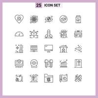 Universal Icon Symbols Group of 25 Modern Lines of gauge holiday views easter egg Editable Vector Design Elements