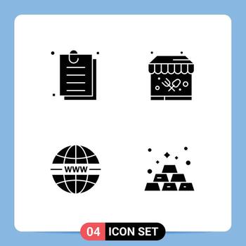 4 interfaz de usuario paquete de glifos sólidos de signos y símbolos modernos de soporte de comida web de contrato elementos de diseño vectorial editables de oro de Internet vector