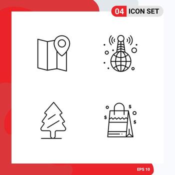 4 Universal Filledline Flat Colors Set for Web and Mobile Applications location pine pin live tree Editable Vector Design Elements