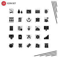 Set of 25 Commercial Solid Glyphs pack for oven kettle science cooker web Editable Vector Design Elements