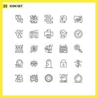 Group of 25 Lines Signs and Symbols for personal lightbulb education idea creative Editable Vector Design Elements