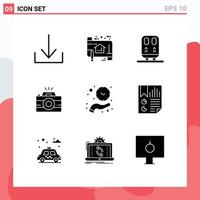 9 Creative Icons Modern Signs and Symbols of hold clock railway photography image Editable Vector Design Elements