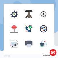 conjunto de 9 iconos de interfaz de usuario modernos símbolos signos para tiempo teléfono deportes duración piruleta elementos de diseño vectorial editables vector