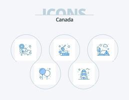 Canada Blue Icon Pack 5 Icon Design. barbecue. outdoor. canadian. wood. log vector