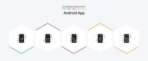 Android App 25 Glyph icon pack including app. navigation. app. location. app vector