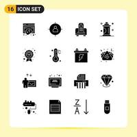 User Interface Pack of 16 Basic Solid Glyphs of salon grooming target beauty cell Editable Vector Design Elements