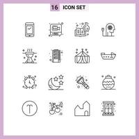 Pictogram Set of 16 Simple Outlines of mind boosting video ability learning chemistry Editable Vector Design Elements