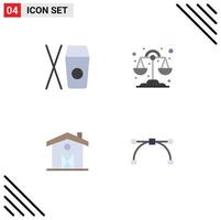 Set of 4 Modern UI Icons Symbols Signs for box anchor chemistry home point Editable Vector Design Elements