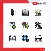 Pictogram Set of 9 Simple Filledline Flat Colors of time product park delivery outdoor Editable Vector Design Elements