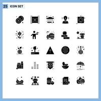 Group of 25 Solid Glyphs Signs and Symbols for person idea hd streaming bulb physics Editable Vector Design Elements