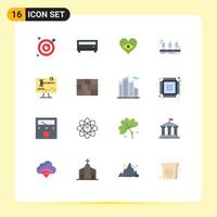 16 Universal Flat Color Signs Symbols of digital copy right flag tube lamp Editable Pack of Creative Vector Design Elements