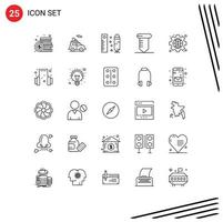 Pack of 25 creative Lines of interface tools vehicle screw ruler Editable Vector Design Elements