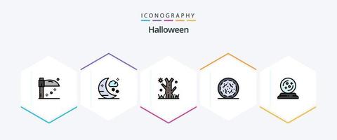 Halloween 25 FilledLine icon pack including . october. tree. mage. worm vector
