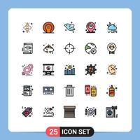 25 User Interface Filled line Flat Color Pack of modern Signs and Symbols of iot internet game location fly Editable Vector Design Elements