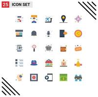 25 Universal Flat Color Signs Symbols of design goal gym darts location Editable Vector Design Elements