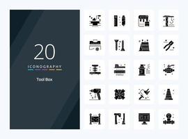 20 Tools Solid Glyph icon for presentation vector