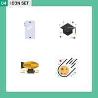 User Interface Pack of 4 Basic Flat Icons of phone air android education balloon Editable Vector Design Elements