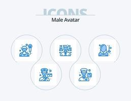 Male Avatar Blue Icon Pack 5 Icon Design. man. avatar. artist. fencing. programmer vector