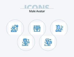 avatar masculino icono azul paquete 5 diseño de iconos. hombre. avatar. artista. Esgrima. programador vector