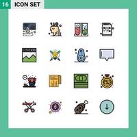 Set of 16 Modern UI Icons Symbols Signs for analytics file stationary encrypted laboratory test Editable Creative Vector Design Elements