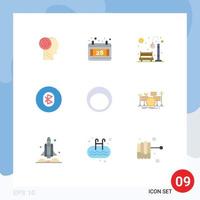 conjunto de 9 iconos de interfaz de usuario modernos símbolos signos para accesorios sistema ciudad multimedia bluetooth elementos de diseño vectorial editables vector