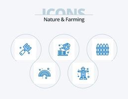 naturaleza y agricultura icono azul paquete 5 diseño de iconos. agricultura. más rociador agricultura. naturaleza. agricultura vector