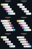 plantilla de diapositiva de presentación del paquete de infografías vectoriales 6 diagramas de ciclo de 5 pasos y líneas de tiempo vector