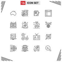 16 iconos creativos, signos y símbolos modernos de monedas de interfaz de texto, diseño dividido, elementos de diseño vectorial editables vector