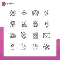 16 Thematic Vector Outlines and Editable Symbols of human abilities indian skills product Editable Vector Design Elements