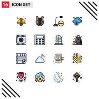16 Universal Flat Color Filled Line Signs Symbols of technology cloud history microphone gadget Editable Creative Vector Design Elements