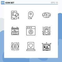 Pictogram Set of 9 Simple Outlines of money ecommerce setting buy egg Editable Vector Design Elements