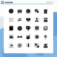 Set of 25 Modern UI Icons Symbols Signs for drinks coke hydro dollar chat Editable Vector Design Elements