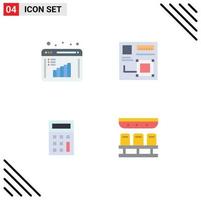 Stock Vector Icon Pack of 4 Line Signs and Symbols for business report calculator data evaluation design math Editable Vector Design Elements