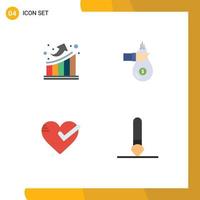 Mobile Interface Flat Icon Set of 4 Pictograms of graph offer up give love Editable Vector Design Elements