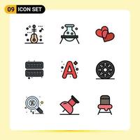 Set of 9 Modern UI Icons Symbols Signs for education a favorites tray cube Editable Vector Design Elements
